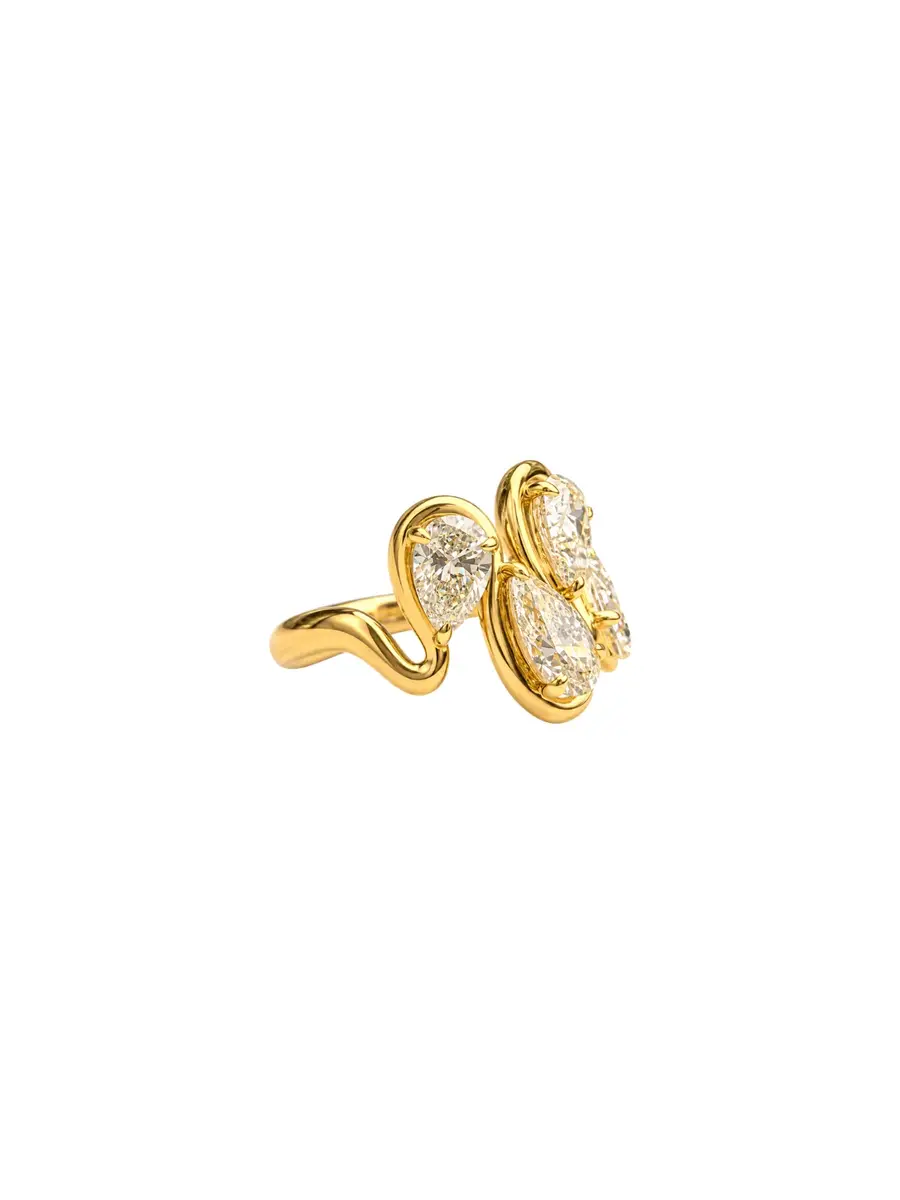 Wish Fine Jewelry 3.36ct Diamond 18K Gold Wave Pear Ring | Thumbnail 2