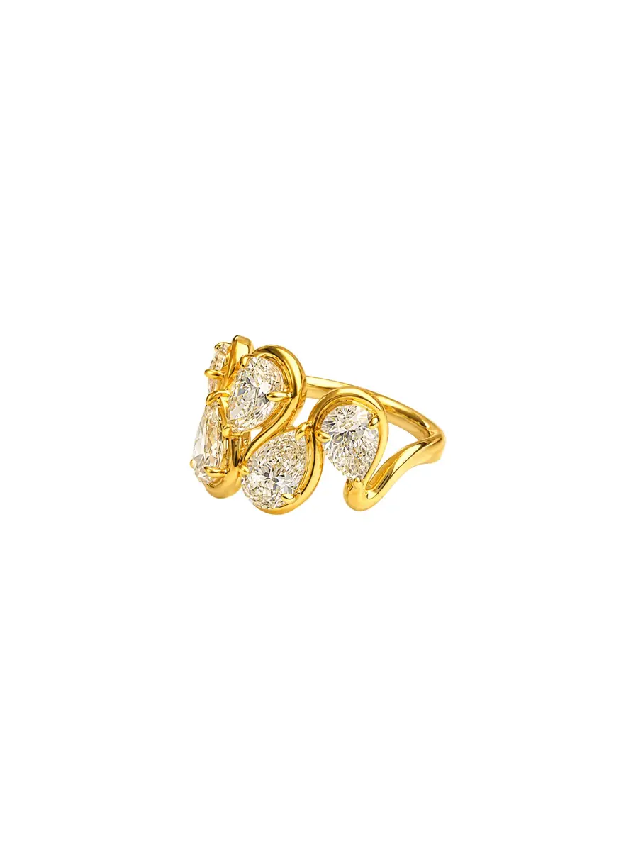 Wish Fine Jewelry 3.36ct Diamond 18K Gold Wave Pear Ring | Thumbnail 3