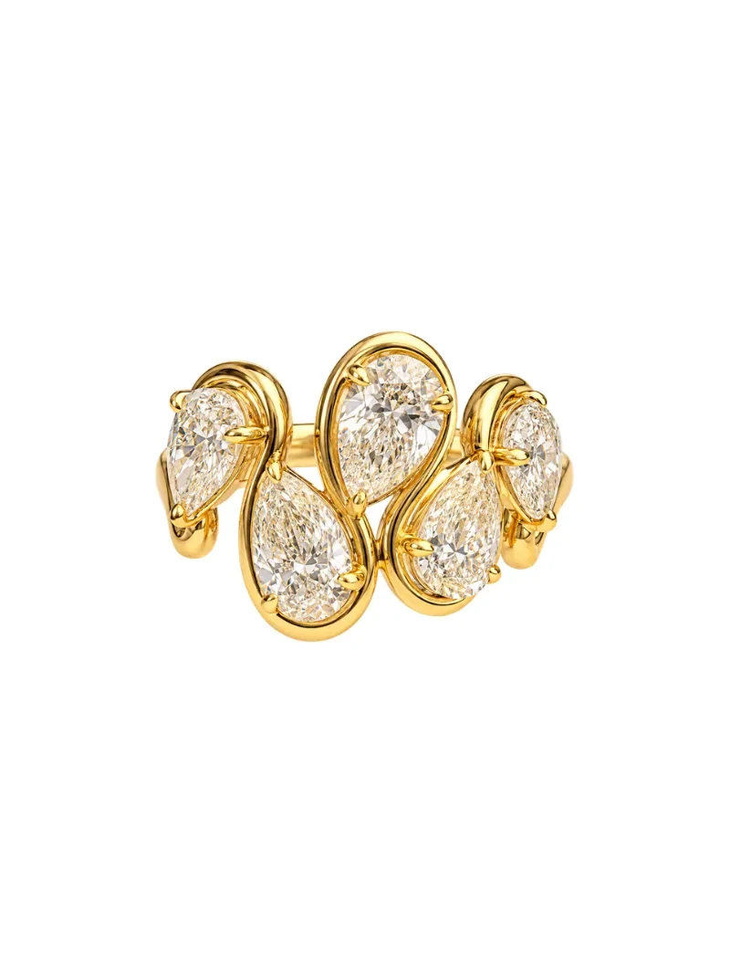 3.36ct Diamond 18K Gold Wave Pear Ring 3.36ct Diamond 18K Gold Wave Pear Ring