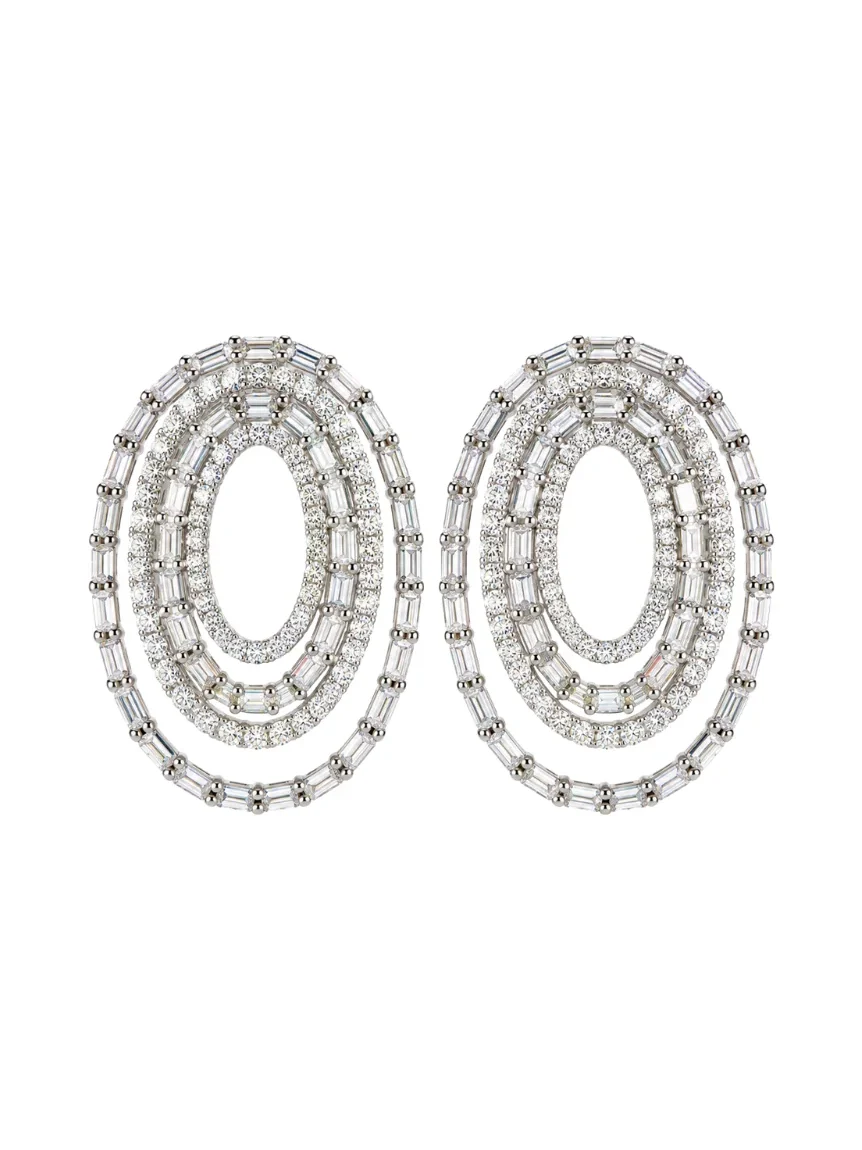 Wish Fine Jewelry 5.20ct Diamond 18K Gold Multi Layered Earrings