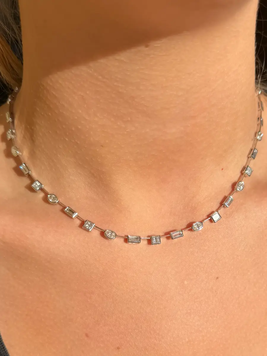 Wish Fine Jewelry 7.75ct Diamond 18K Gold Multi Shape Link Chain Tennis Necklace | Thumbnail 3 Wish Fine Jewelry 7.75ct Diamond 18K Gold Multi Shape Link Chain Tennis Necklace | Thumbnail 3