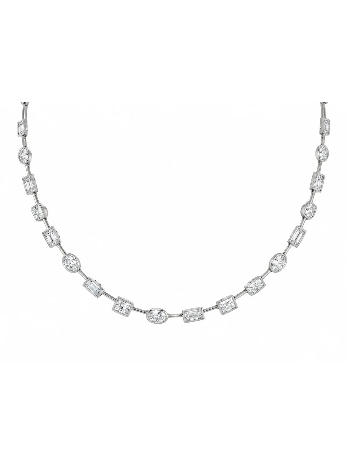 Wish Fine Jewelry 7.75ct Diamond 18K Gold Multi Shape Link Chain Tennis Necklace