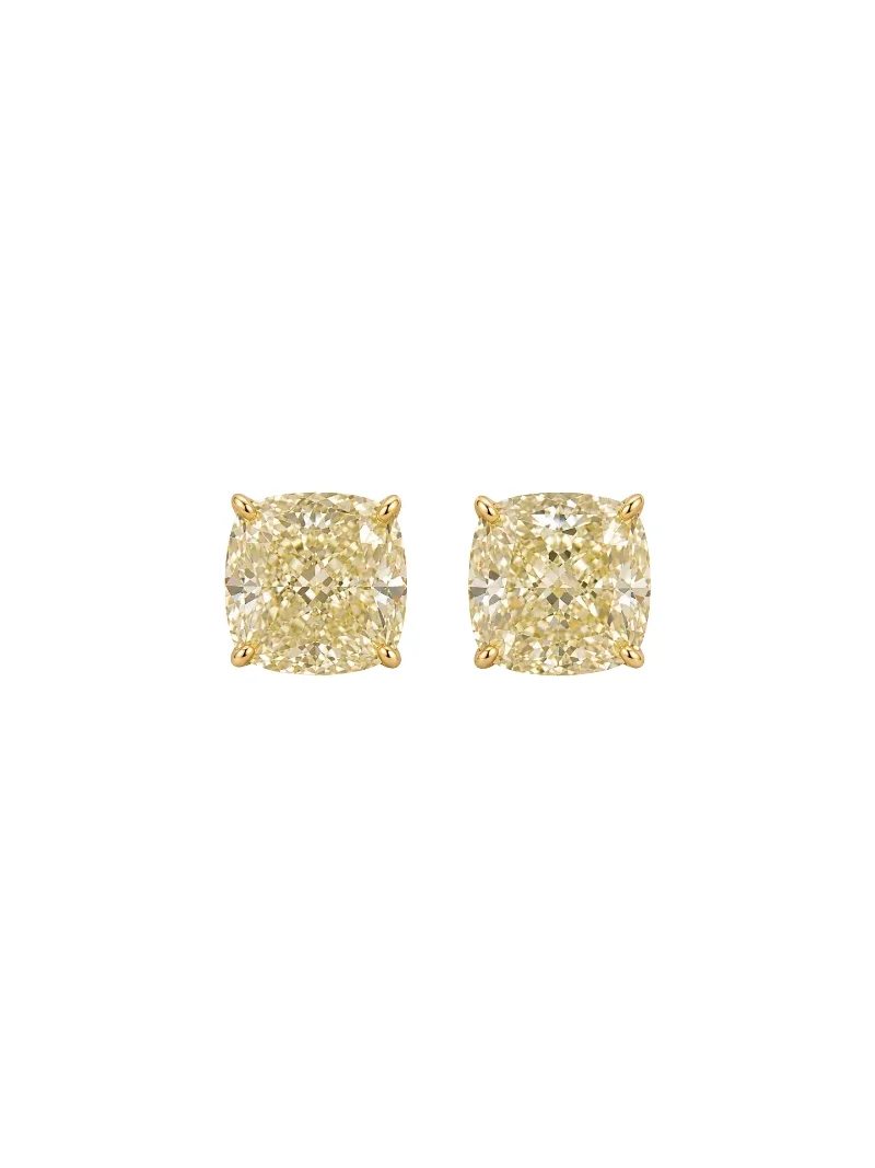 Wish Fine Jewelry GIA 3.01ct Diamond 18K Gold Stud Cushion Earrings