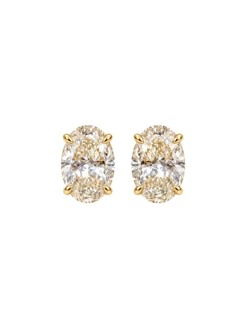 Wish Fine Jewelry IGI 4.04ct Diamond 18K Gold Stud Oval Earrings
