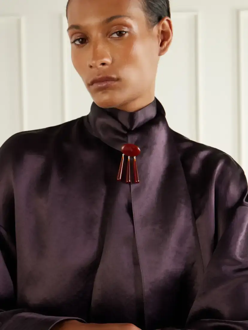 LIÉ STUDIO Ethel Silver-plated Red Carnelian Brooch | Thumbnail 2