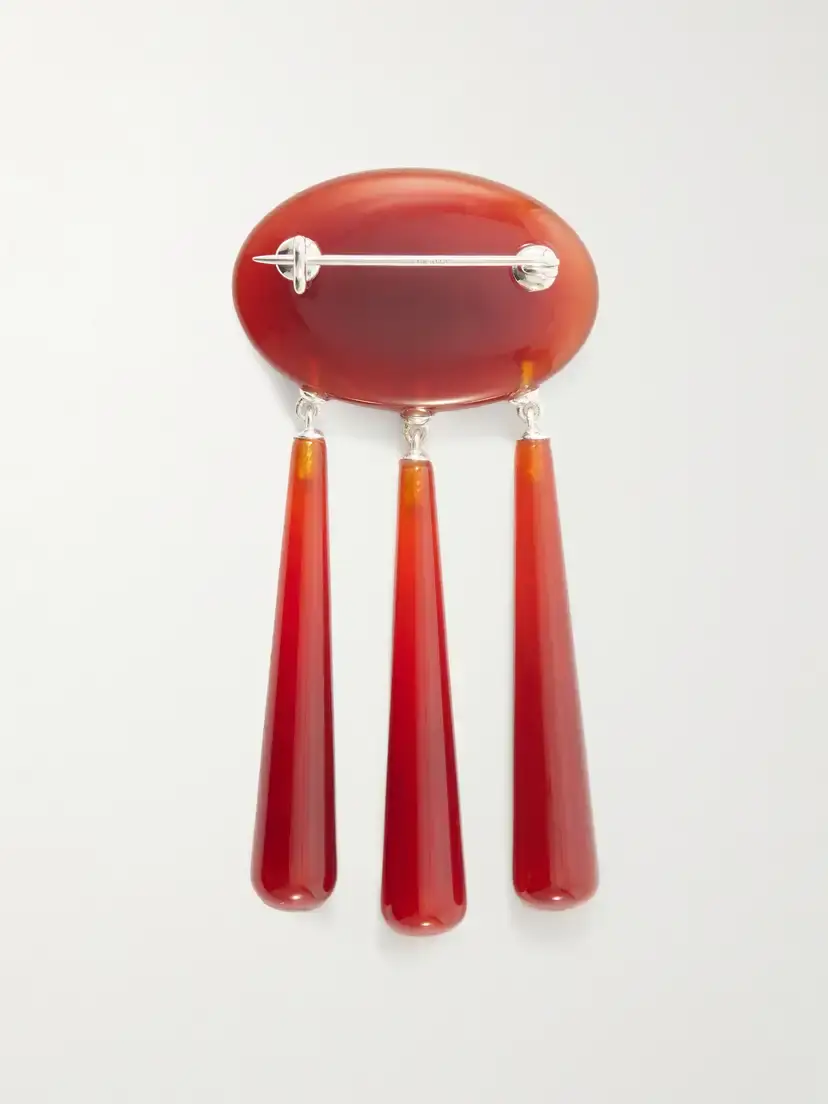 LIÉ STUDIO Ethel Silver-plated Red Carnelian Brooch | Thumbnail 3