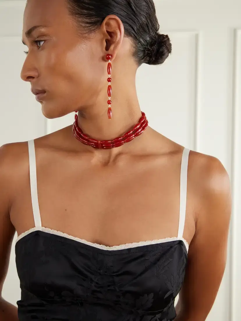 LIÉ STUDIO Lottie Sterling Silver Red Carnelian Earrings | Thumbnail 2