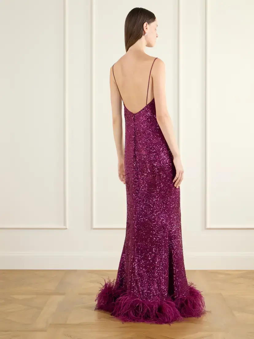 Taller Marmo Feather-trimmed Sequined Gown | Thumbnail 3 Taller Marmo Feather-trimmed Sequined Gown | Thumbnail 3