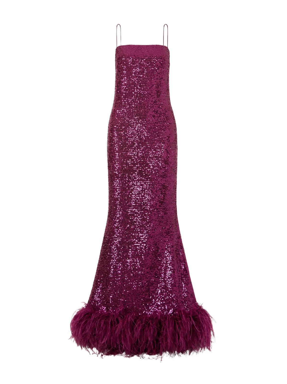 Taller Marmo Feather-trimmed Sequined Gown