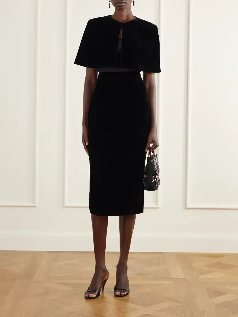 Emilia Wickstead Lorelei Velvet Midi Skirt | Thumbnail 2