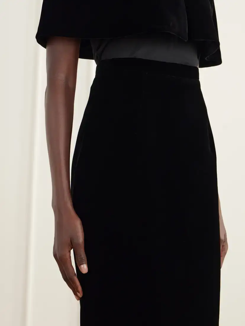 Emilia Wickstead Lorelei Velvet Midi Skirt | Thumbnail 4