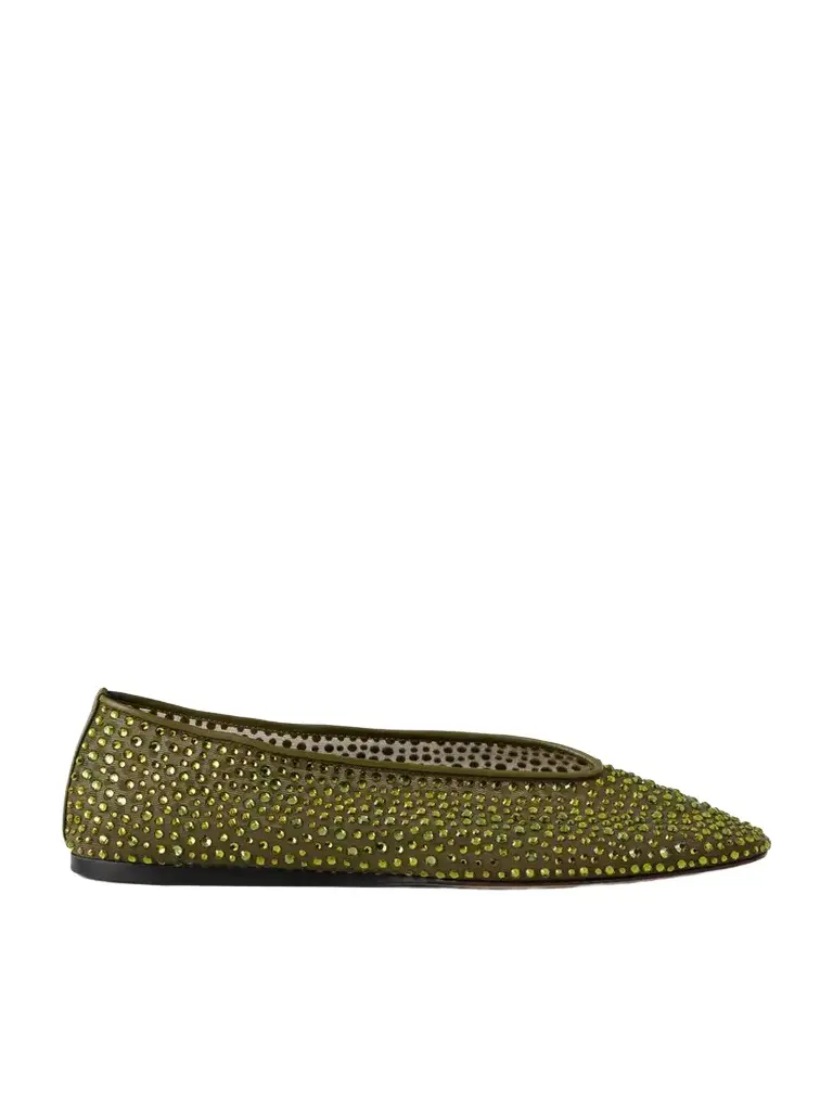 Le Monde Béryl Luna Crystal-embellished Mesh Ballet Flats