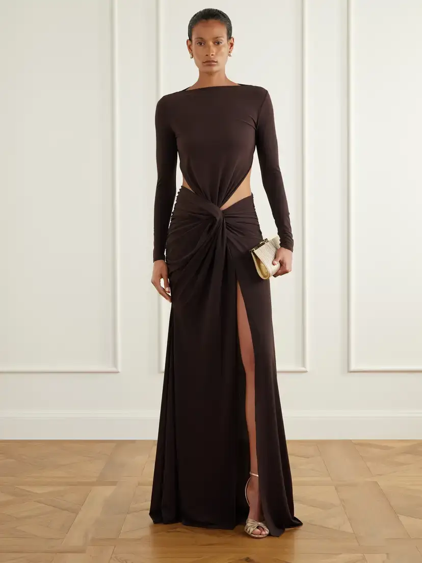 Alex Perry Cut-out Gathered Crepe Gown | Thumbnail 2 Alex Perry Cut-out Gathered Crepe Gown | Thumbnail 2