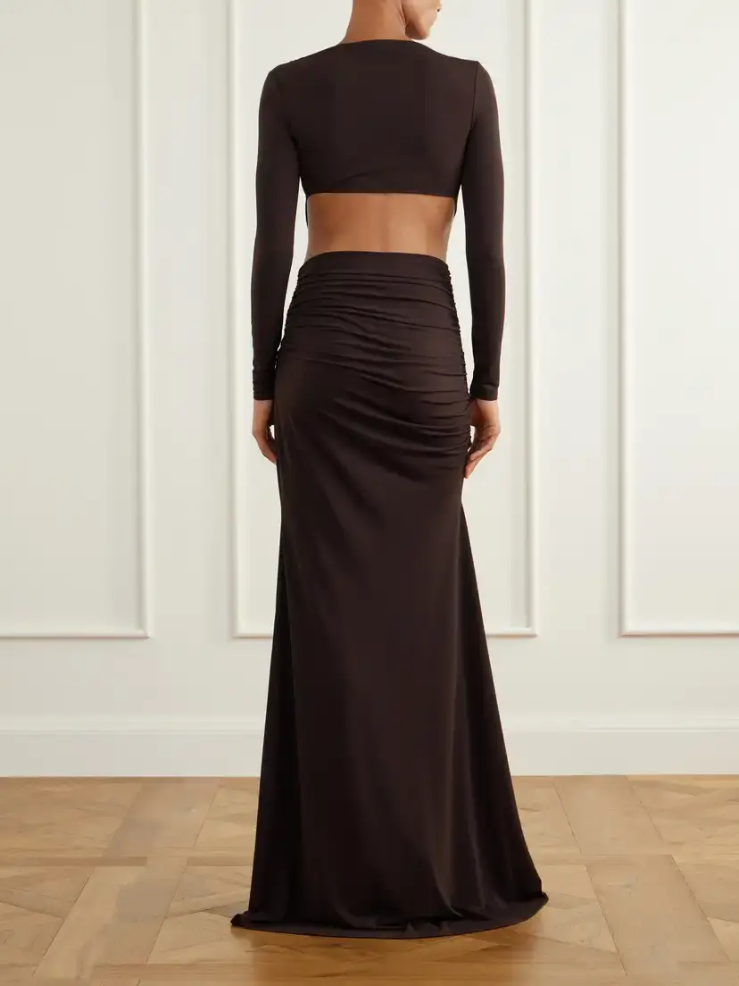 Alex Perry Cut-out Gathered Crepe Gown | Thumbnail 3 Alex Perry Cut-out Gathered Crepe Gown | Thumbnail 3