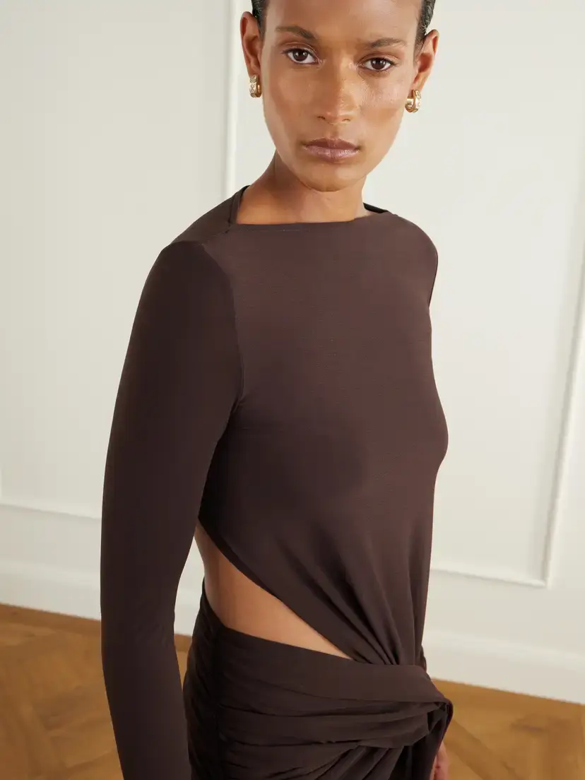 Alex Perry Cut-out Gathered Crepe Gown | Thumbnail 4 Alex Perry Cut-out Gathered Crepe Gown | Thumbnail 4