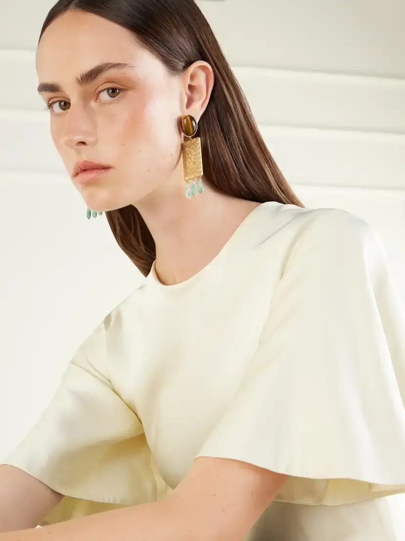 Juju Vera Penelope Gold Vermeil, Tiger's Eye And Jade Earrings - Multi | Thumbnail 2