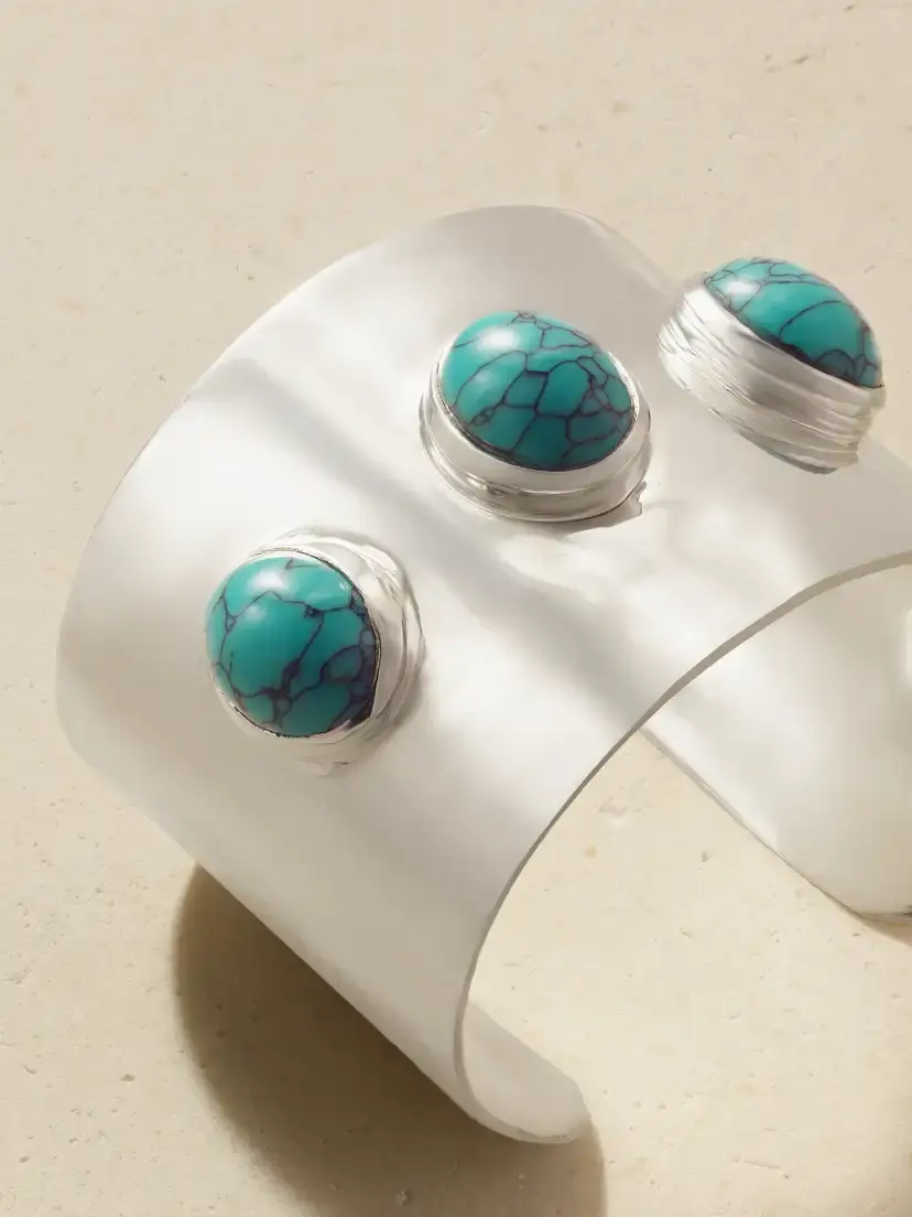 Juju Vera Fiona White Gold Vermeil Turquoise Bangle | Thumbnail 4