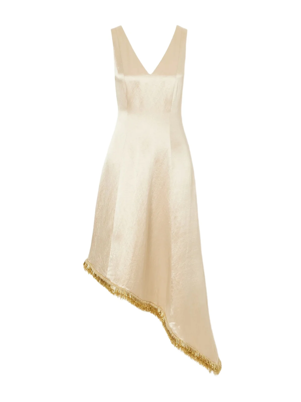 Abadia Lynn Asymmetric Bead-embellished Satin Midi Dress