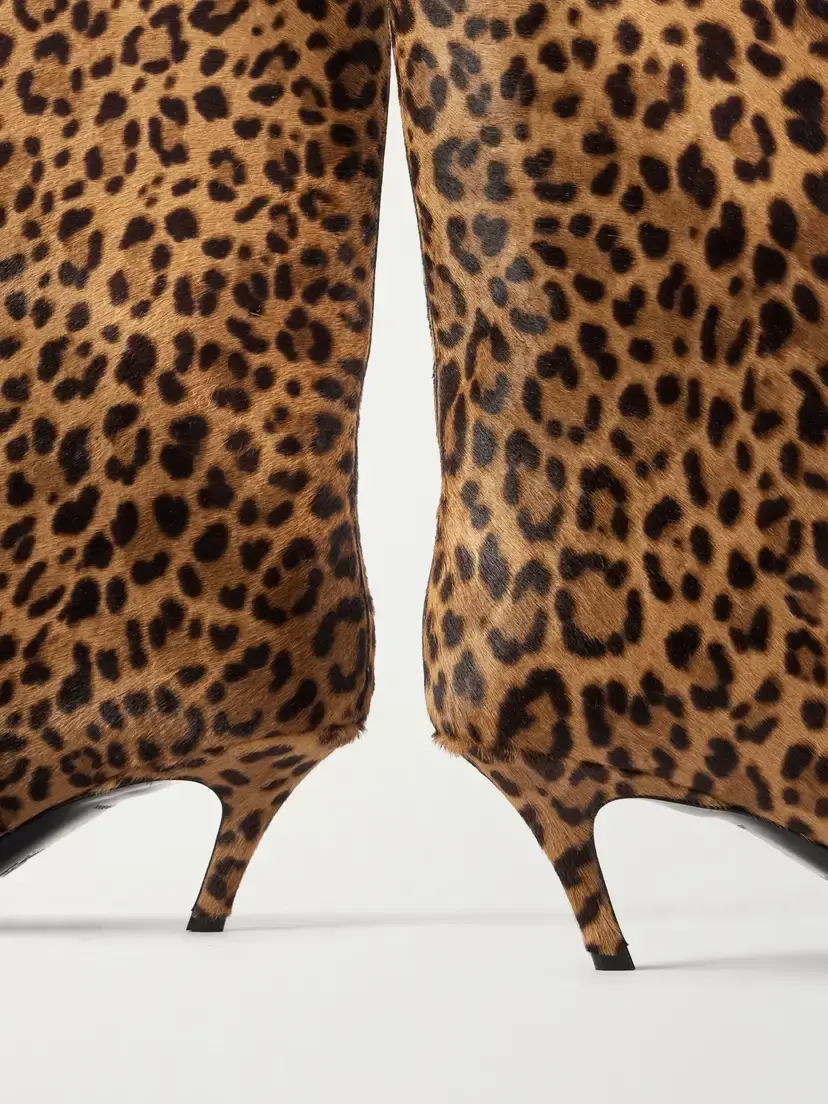 Amina Muaddi Fiona 60 Leopard-print Calf Hair Knee Boots | Thumbnail 5