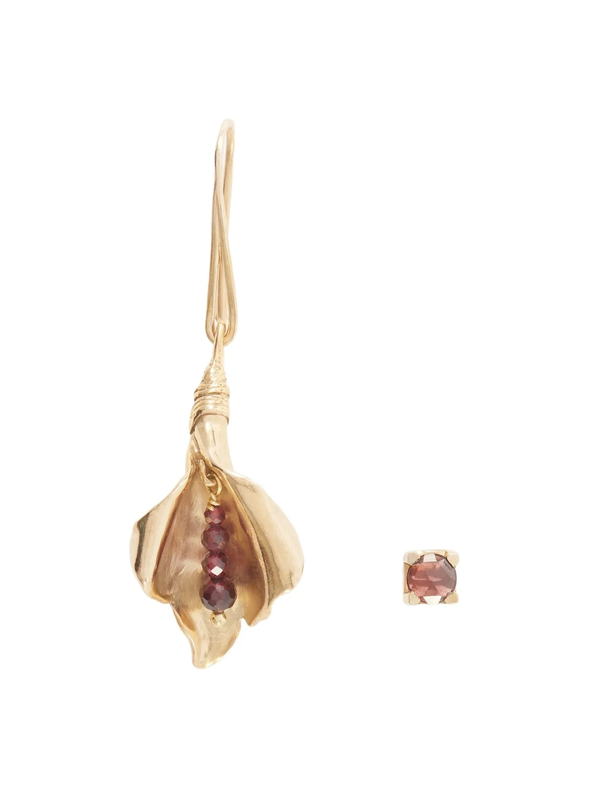 Le Sundial Veiled Bloom Single Asymmetric Gold Plated Bronze Earrings