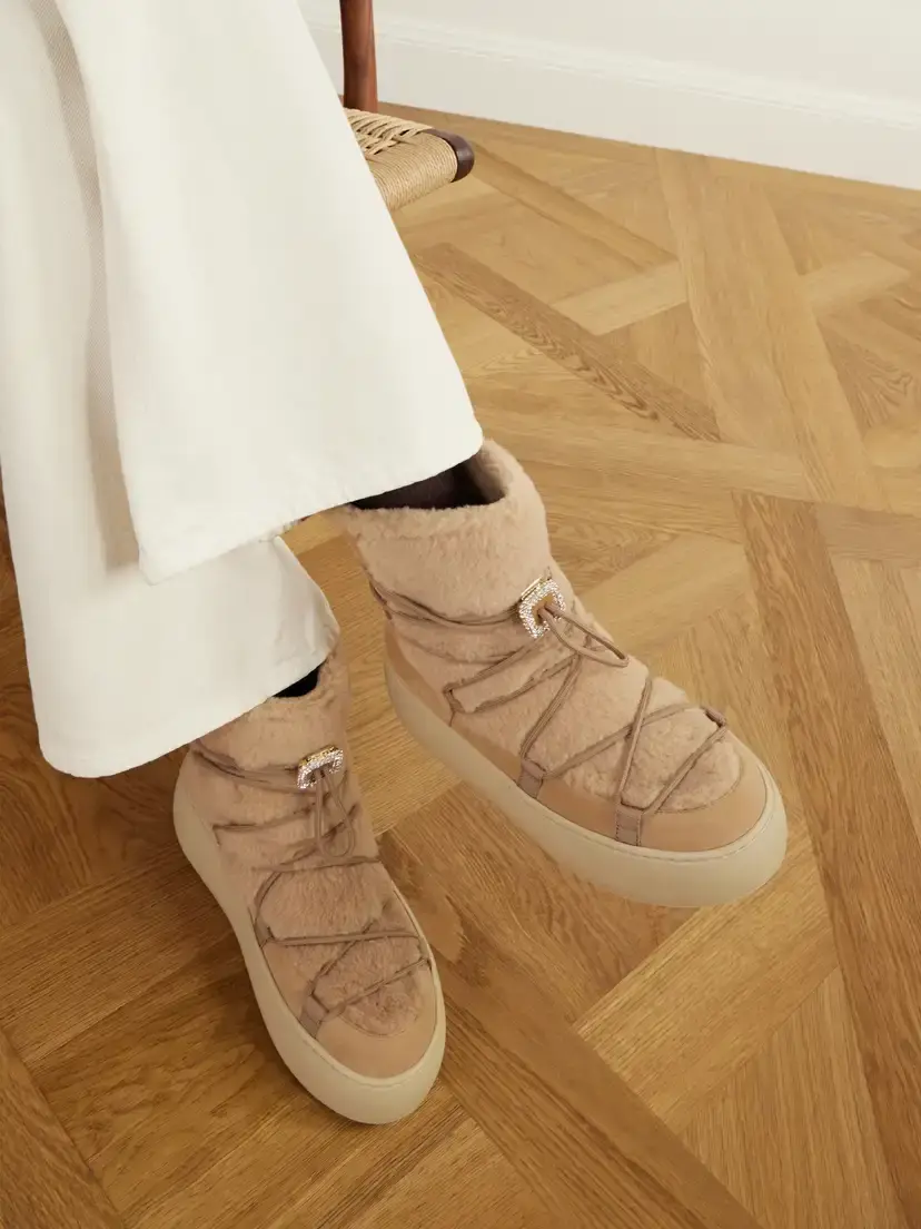Roger Vivier Viv Up Shearling-trimmed Suede Ankle Boots | Thumbnail 2 Roger Vivier Viv Up Shearling-trimmed Suede Ankle Boots | Thumbnail 2