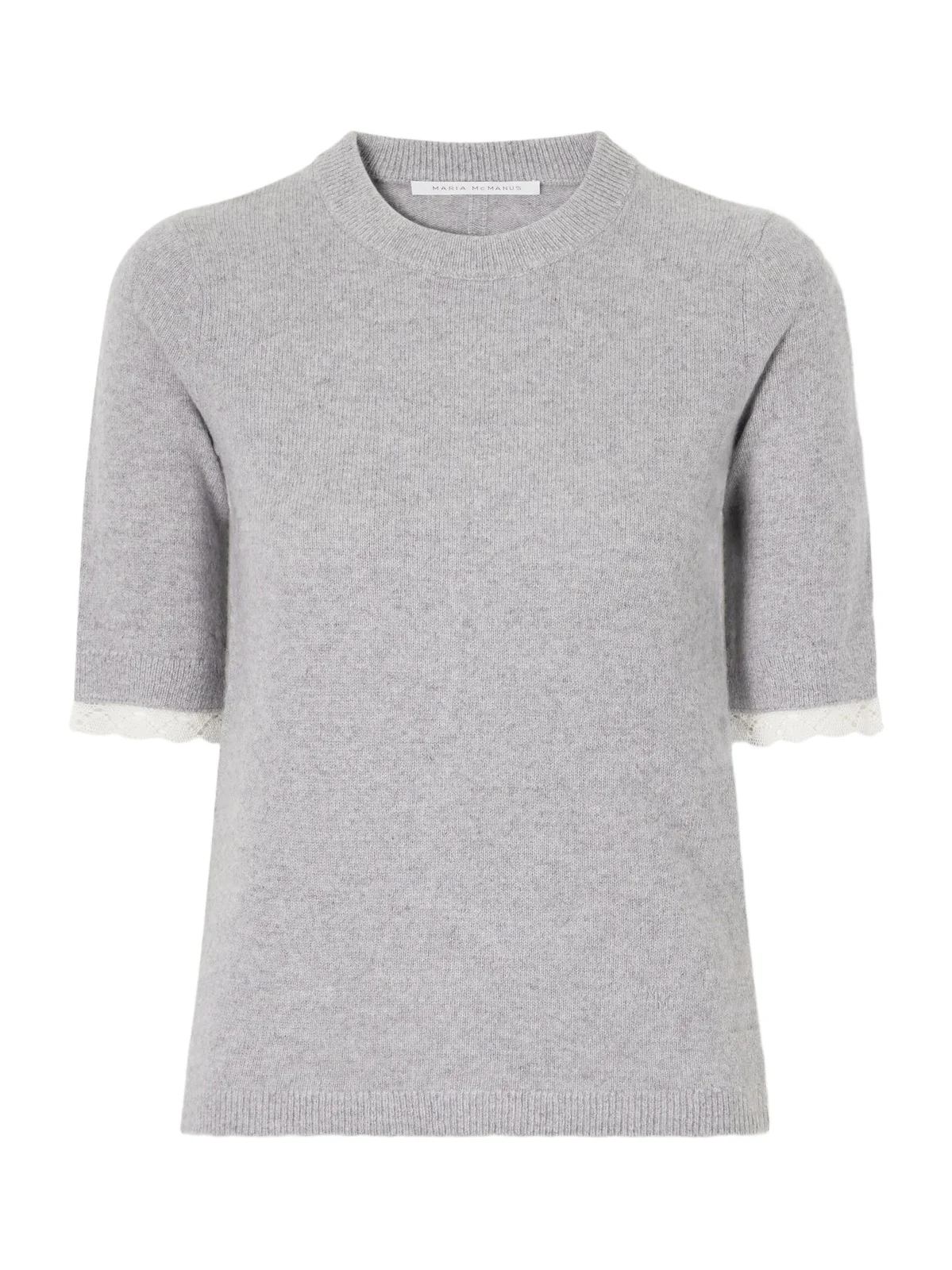 Maria McManus Lace-trimmed Cashmere And Cotton-blend T-shirt - Gray