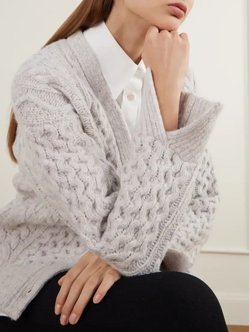Maria McManus Cable-knit Wool And Cashmere-blend Cardigan - Neutrals | Thumbnail 4