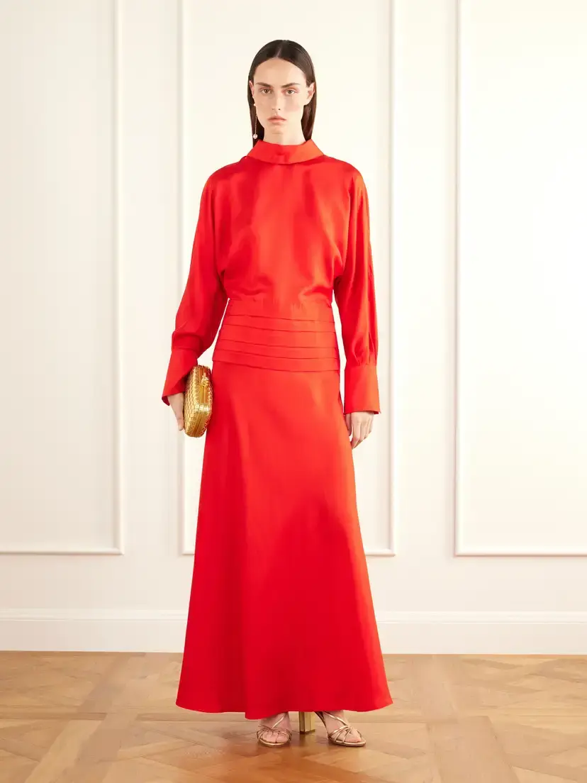 RÓHE Damar Pleated Silk-twill Maxi Dress | Thumbnail 2 RÓHE Damar Pleated Silk-twill Maxi Dress | Thumbnail 2