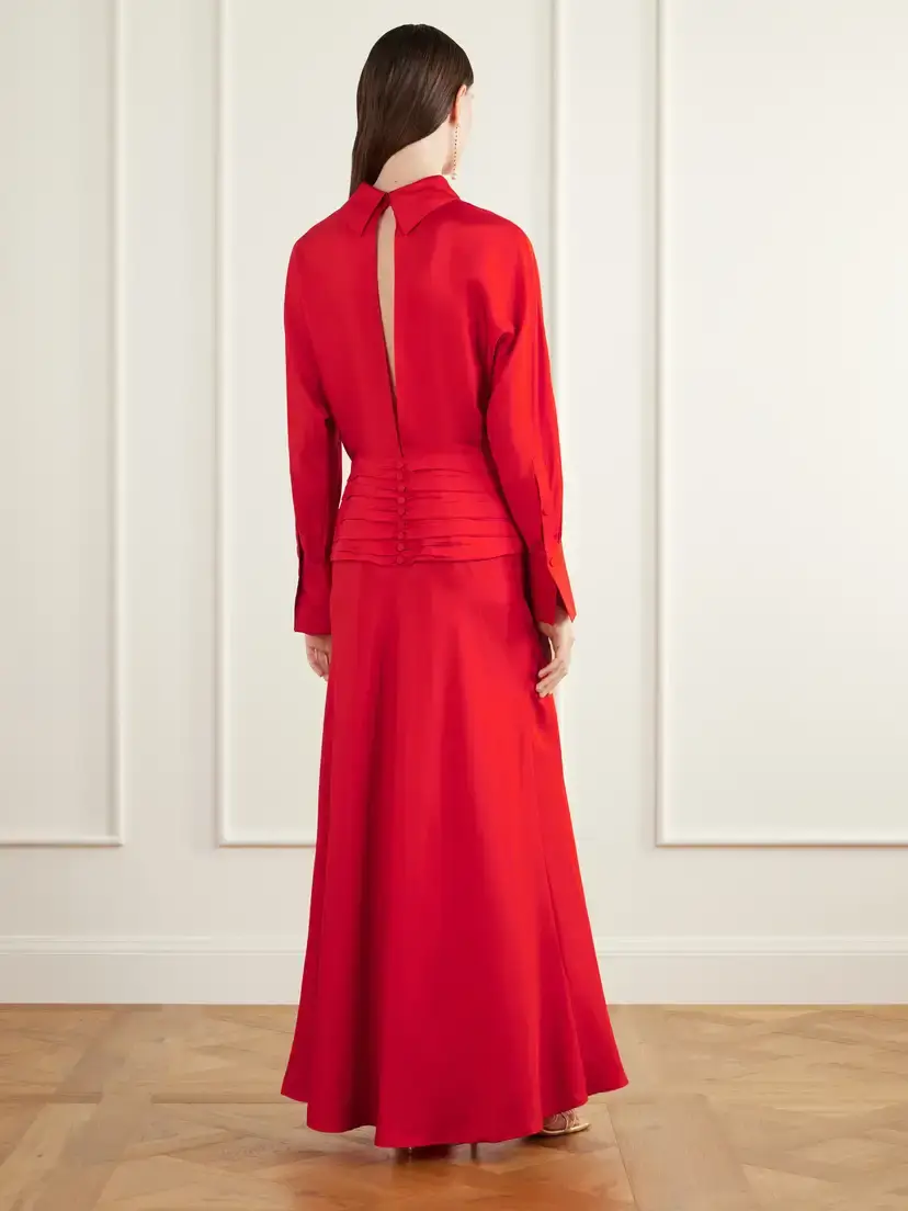 RÓHE Damar Pleated Silk-twill Maxi Dress | Thumbnail 3 RÓHE Damar Pleated Silk-twill Maxi Dress | Thumbnail 3