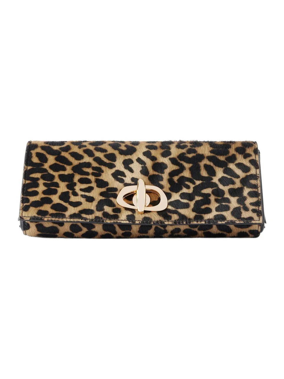 AMANU The Tanzania Leopard-print Leather-trimmed Calf-hair Clutch