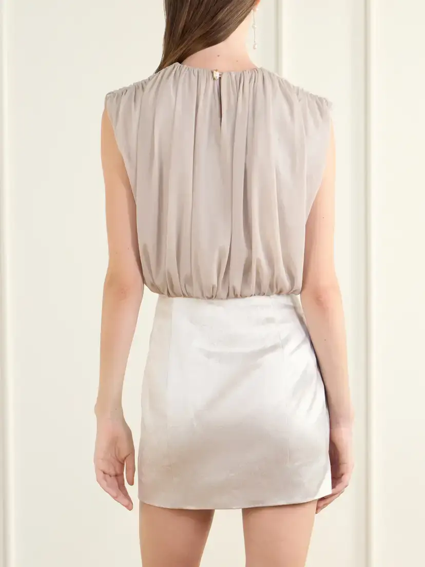 Abadia Gilda Draped Satin And Crepe Mini Dress | Thumbnail 3 Abadia Gilda Draped Satin And Crepe Mini Dress | Thumbnail 3