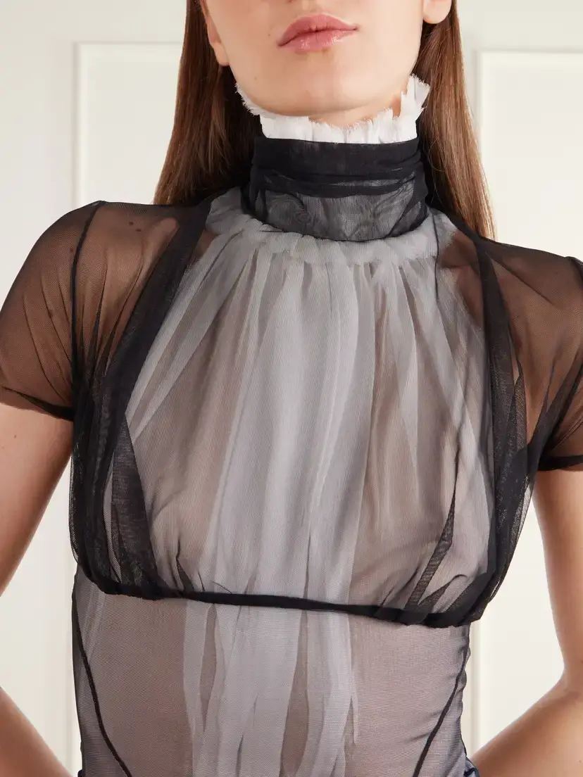 Dilara Findikoglu Heart Of Stone Frayed Mesh Mini Dress | Thumbnail 4 Dilara Findikoglu Heart Of Stone Frayed Mesh Mini Dress | Thumbnail 4
