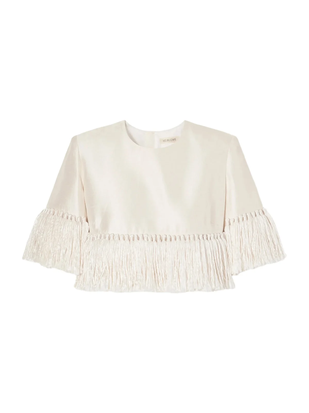 Heirlome Matilde Crop Fringed-trimmed Silk-shantung Top