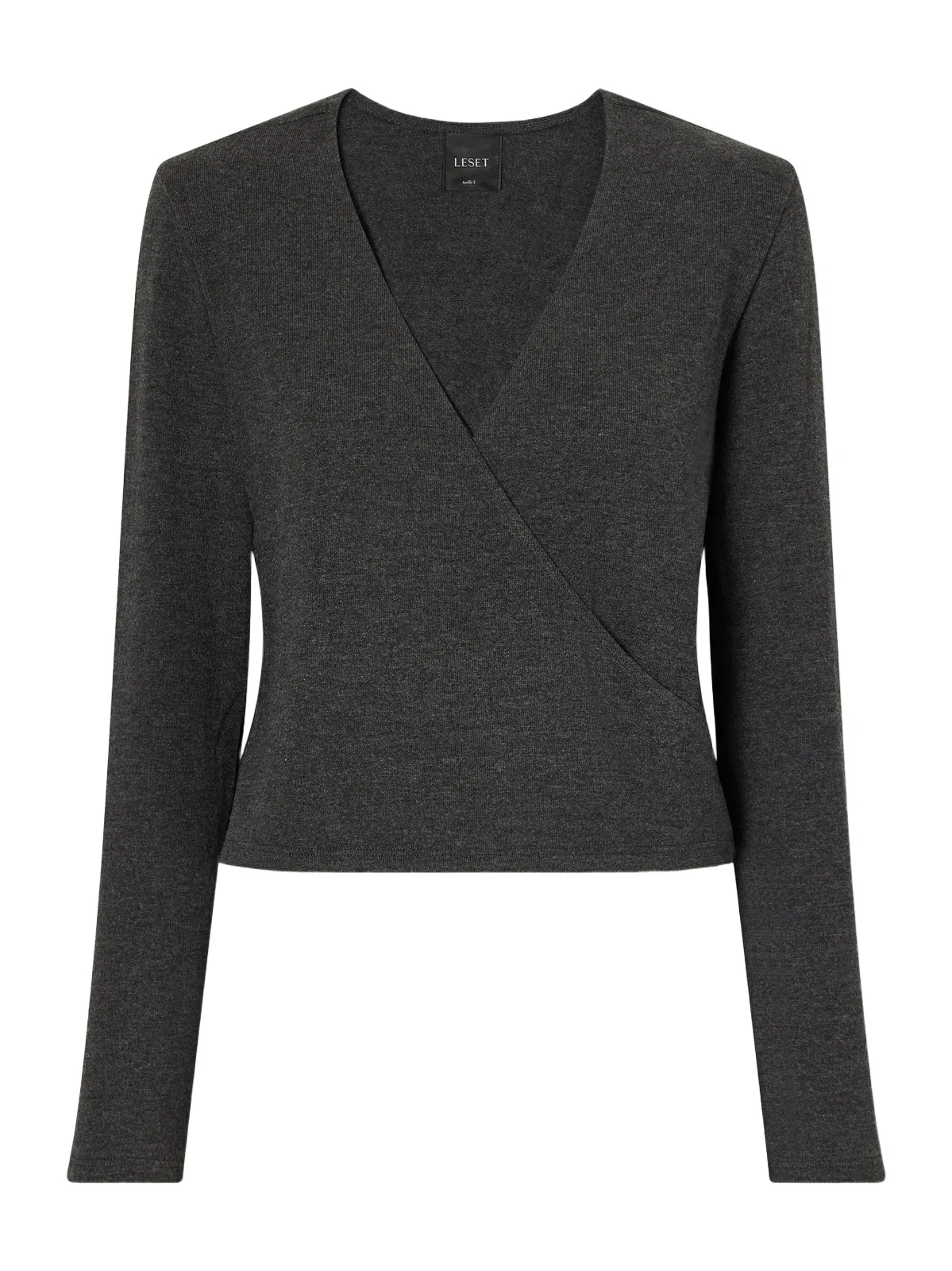 LESET Lauren Cropped Wrap-effect Stretch-jersey T-shirt