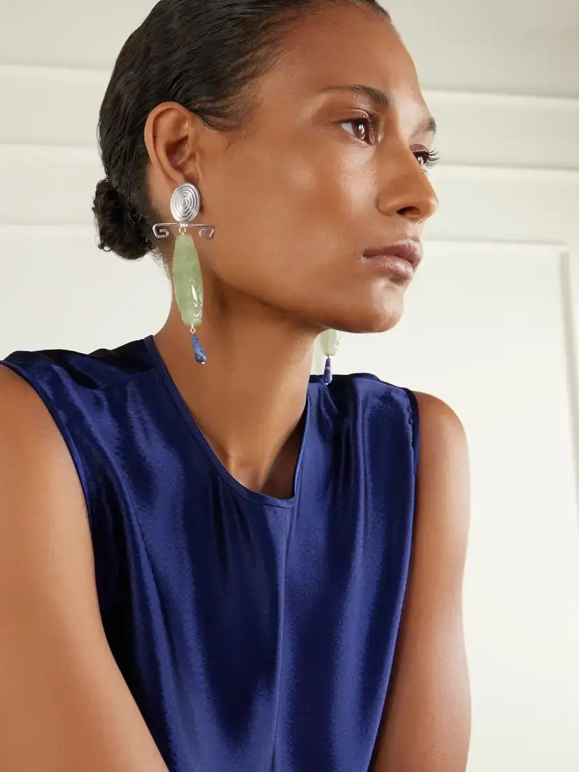 Juju Vera Nile Sterling Silver, Jade And Aventurine Earrings - Blue | Thumbnail 4