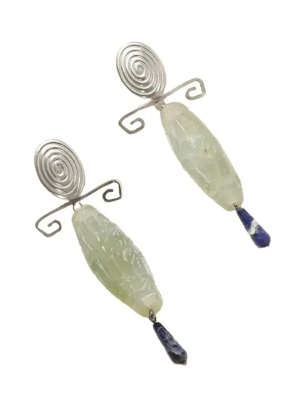 Nile Sterling Silver, Jade And Aventurine Earrings - Blue Nile Sterling Silver, Jade And Aventurine Earrings - Blue
