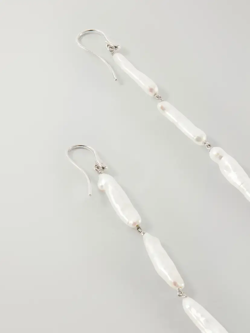 Le Sundial Veil Drop Sterling Silver And Freshwater Pearl Earrings | Thumbnail 3 Le Sundial Veil Drop Sterling Silver And Freshwater Pearl Earrings | Thumbnail 3