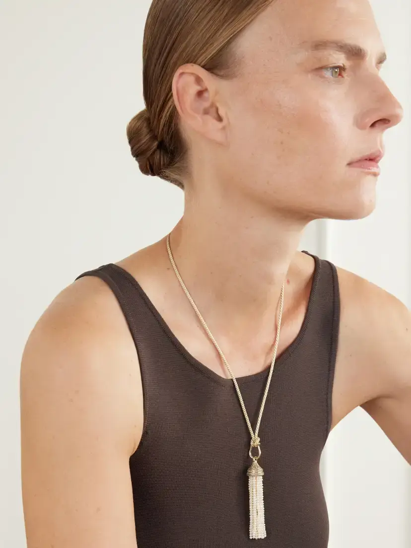 By Pariah Reverie Tassel 14-karat Recycled Gold, Diamond And Pearl Necklace | Thumbnail 2 By Pariah Reverie Tassel 14-karat Recycled Gold, Diamond And Pearl Necklace | Thumbnail 2