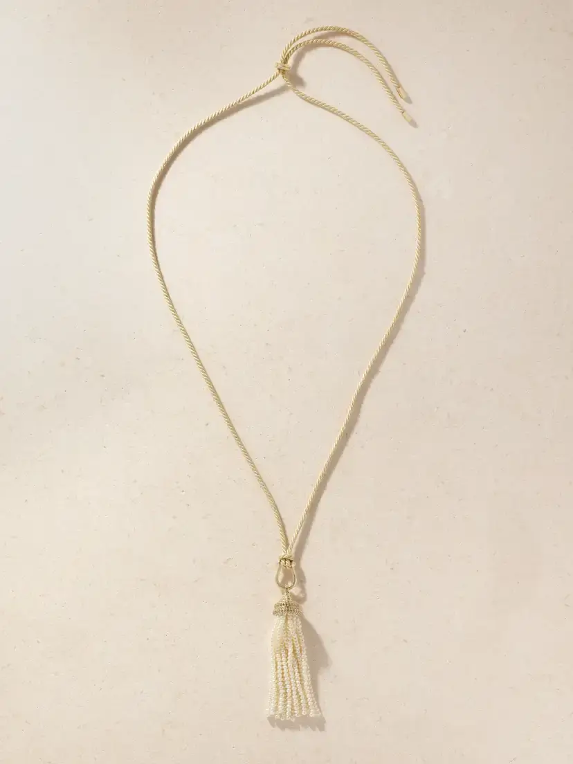 By Pariah Reverie Tassel 14-karat Recycled Gold, Diamond And Pearl Necklace | Thumbnail 4 By Pariah Reverie Tassel 14-karat Recycled Gold, Diamond And Pearl Necklace | Thumbnail 4