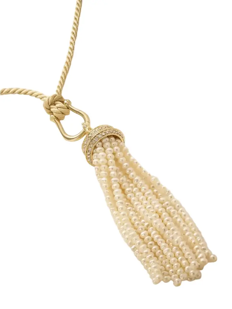 By Pariah Reverie Tassel 14-karat Recycled Gold, Diamond And Pearl Necklace
