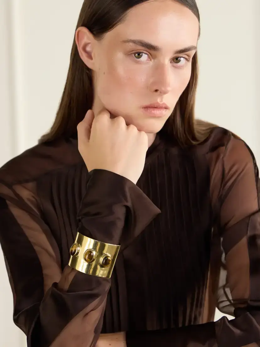 Juju Vera Fiona Gold Vermeil Tiger's Eye Bangle | Thumbnail 2 Juju Vera Fiona Gold Vermeil Tiger's Eye Bangle | Thumbnail 2