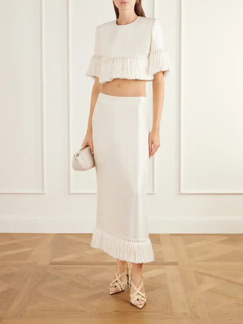 Heirlome Matilde Fringed Silk-shantung Maxi Skirt | Thumbnail 2 Heirlome Matilde Fringed Silk-shantung Maxi Skirt | Thumbnail 2