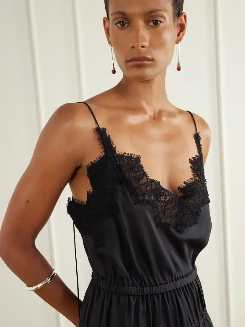 RÓHE Camura Lace-trimmed Shirred Silk-satin Midi Dress | Thumbnail 4 RÓHE Camura Lace-trimmed Shirred Silk-satin Midi Dress | Thumbnail 4