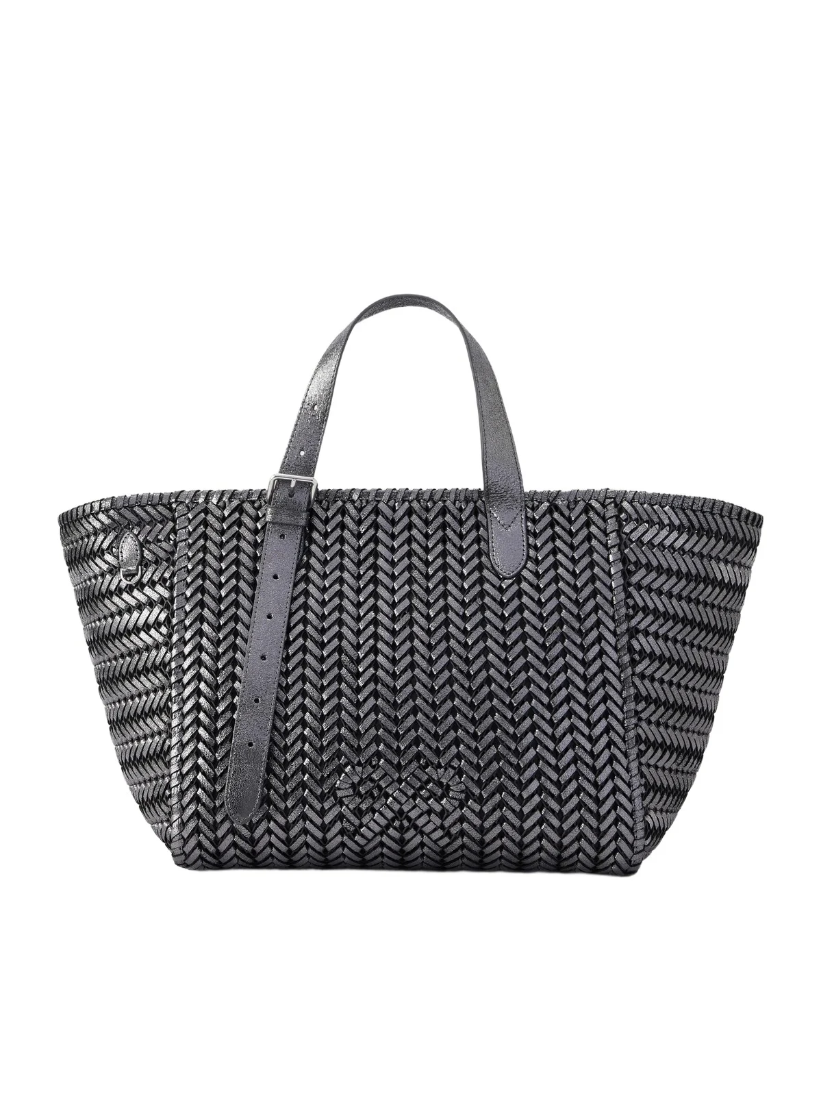 Anya Hindmarch The Neeson Square Woven Metallic-leather Tote
