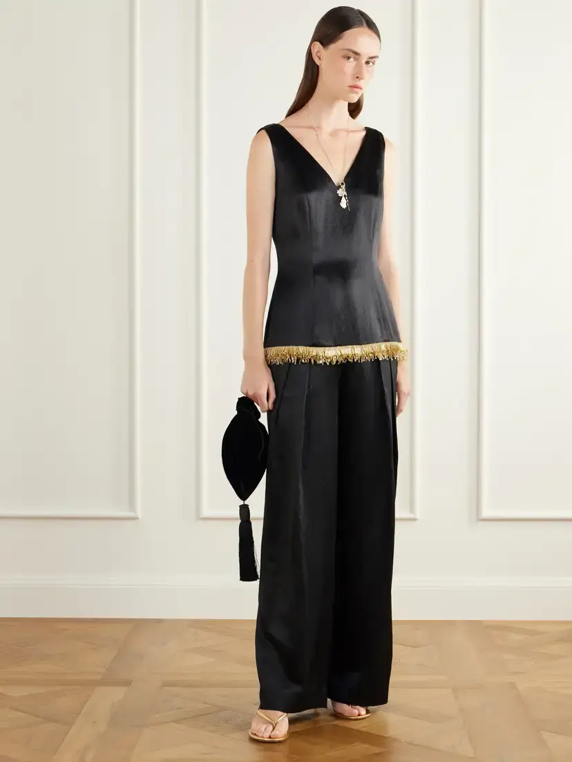 Abadia Kaia Bead-embellished Satin Blouse | Thumbnail 2 Abadia Kaia Bead-embellished Satin Blouse | Thumbnail 2