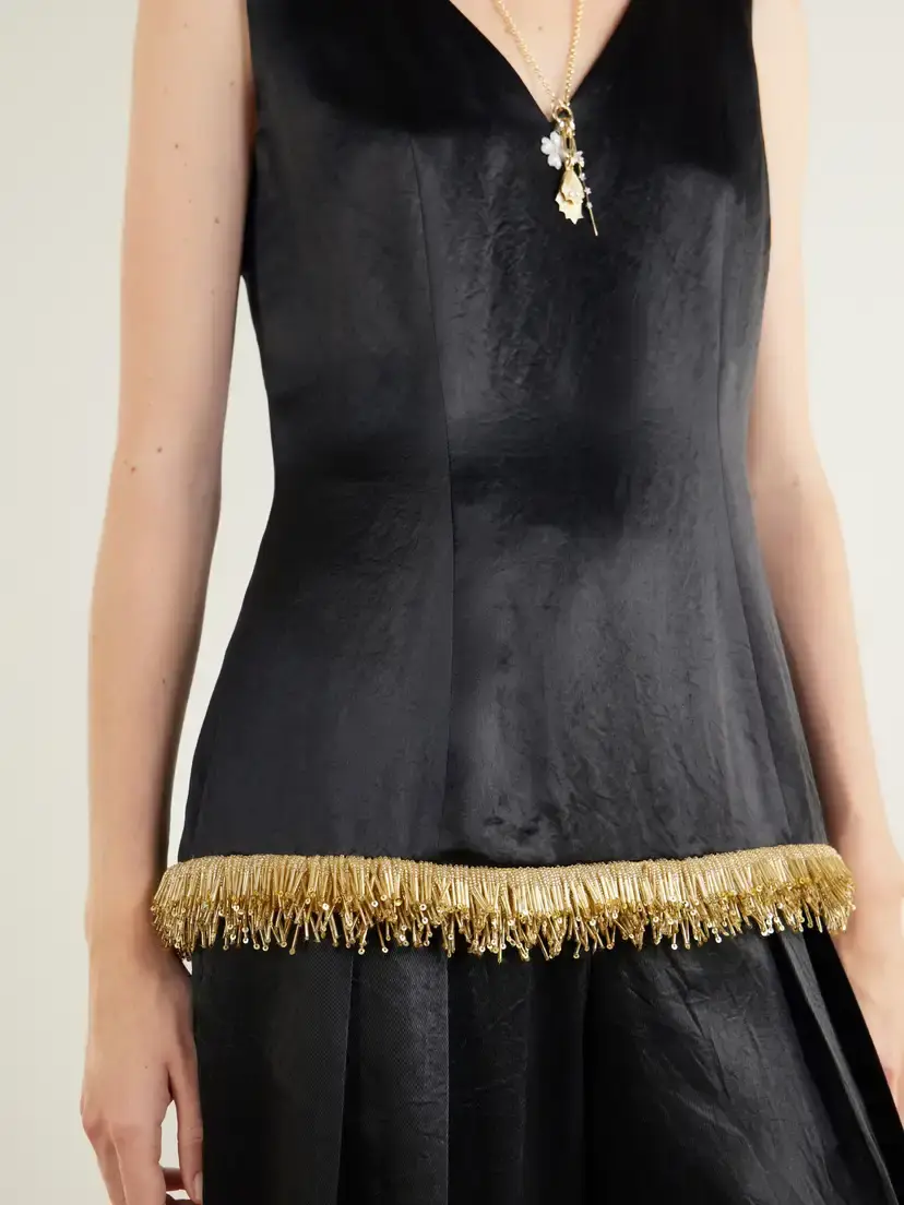 Abadia Kaia Bead-embellished Satin Blouse | Thumbnail 4 Abadia Kaia Bead-embellished Satin Blouse | Thumbnail 4