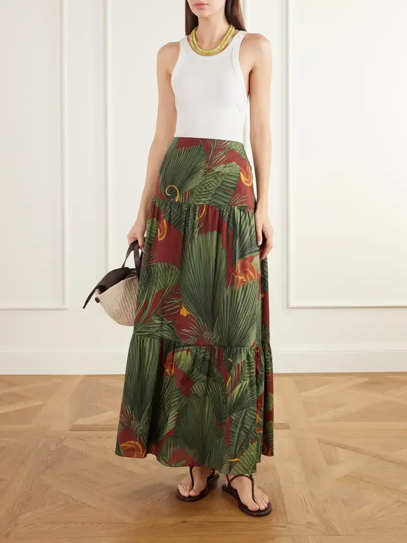 Johanna Ortiz Territorio Atemporal Tiered Printed Cotton-voile Maxi Skirt | Thumbnail 2 Johanna Ortiz Territorio Atemporal Tiered Printed Cotton-voile Maxi Skirt | Thumbnail 2