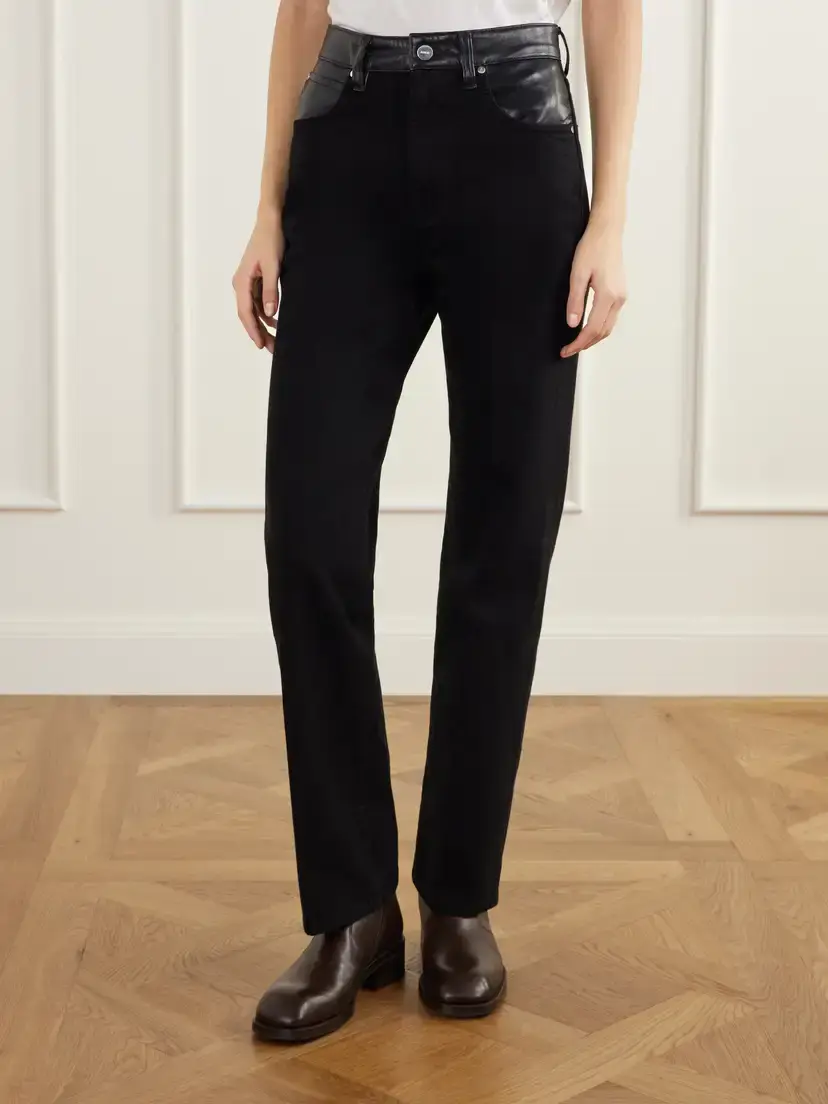 AGOLDE Morgan Leather-trimmed High-rise Straight-leg Jeans | Thumbnail 3 AGOLDE Morgan Leather-trimmed High-rise Straight-leg Jeans | Thumbnail 3