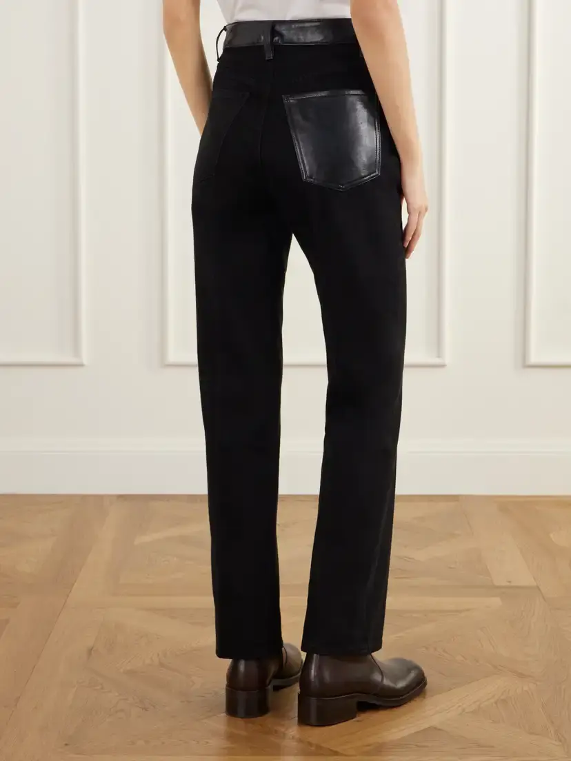 AGOLDE Morgan Leather-trimmed High-rise Straight-leg Jeans | Thumbnail 4 AGOLDE Morgan Leather-trimmed High-rise Straight-leg Jeans | Thumbnail 4