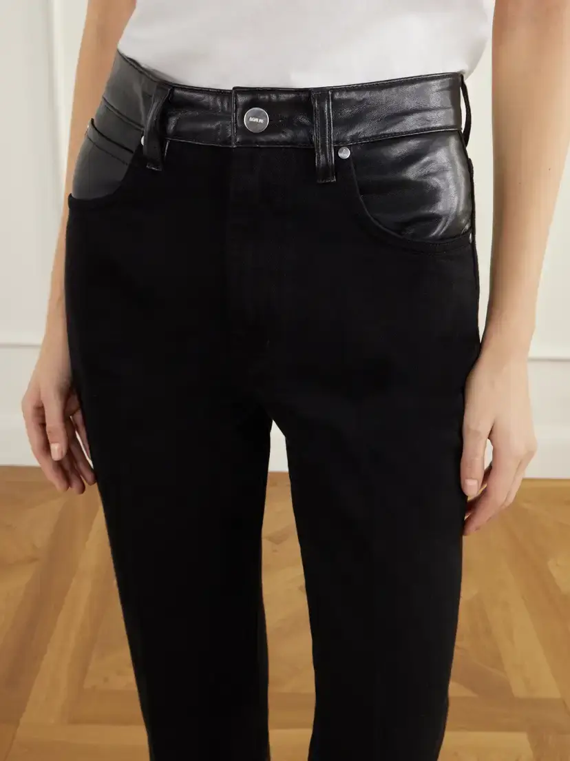 AGOLDE Morgan Leather-trimmed High-rise Straight-leg Jeans | Thumbnail 5 AGOLDE Morgan Leather-trimmed High-rise Straight-leg Jeans | Thumbnail 5